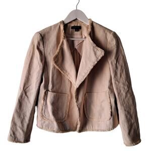 Ann Taylor Ivory / Cream Tweed Long Sleeve Cropped Blazer Jacket - Size M